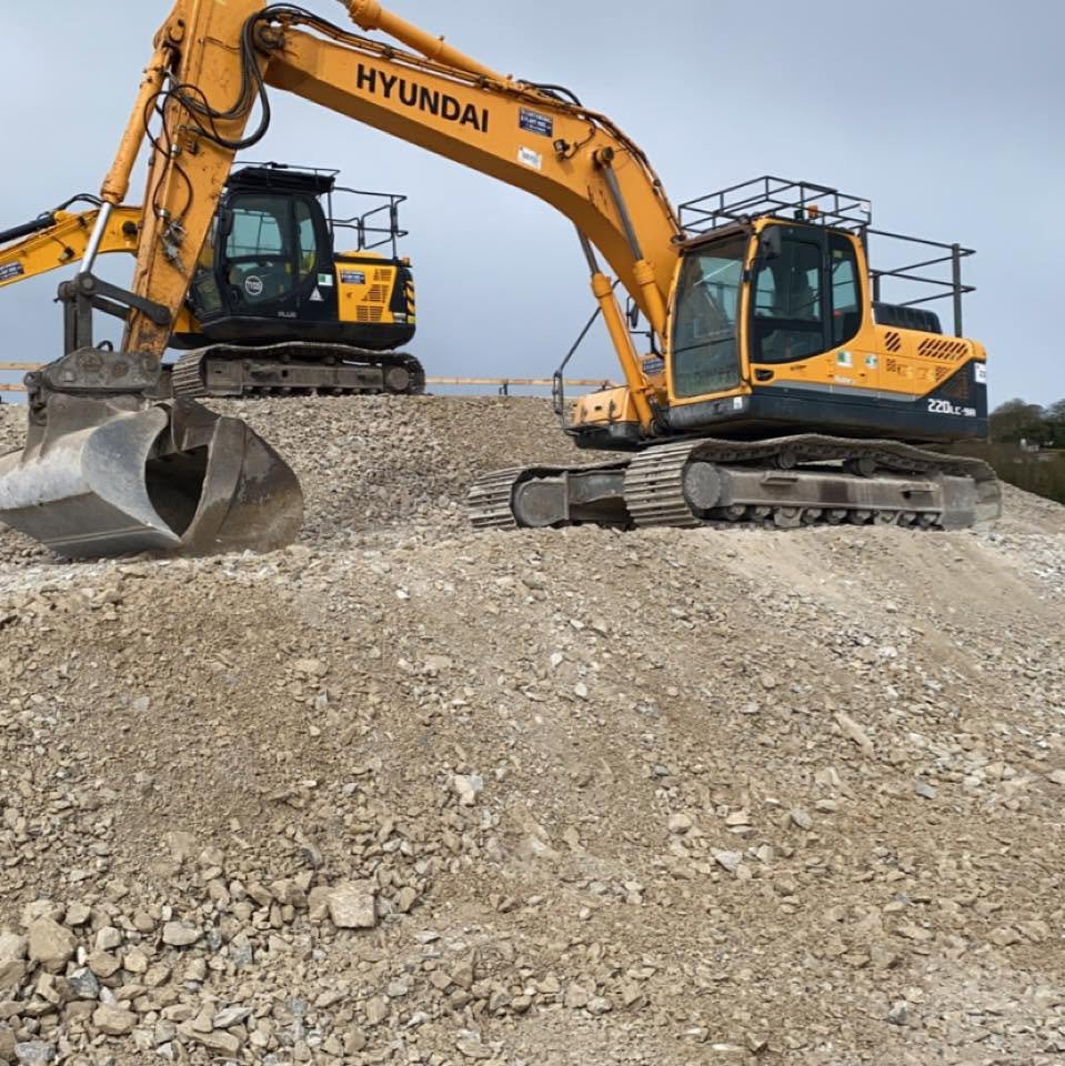 Hyundai excavator on active site